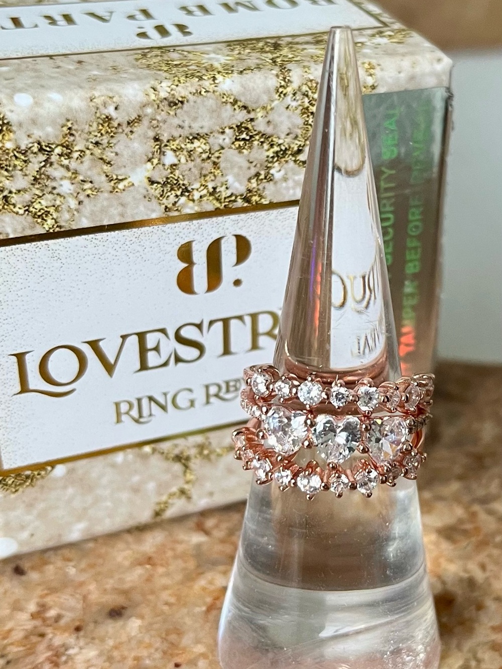 BP Lovestruck Rose Gold Stackable Heart Ring Set HTF